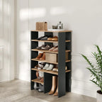 Shoe cabinet with open shelves and 2 drawers, MDF, 60x35x100cm, dark frame