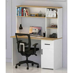 LLOYD MDF desk with open shelves, side cabinet, and drawer under monitor area