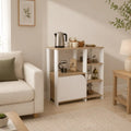 VARELIA coffee corner cabinet, white MDF with shelves and cabinet door, 80x40x90cm