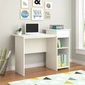 White MDF desk with open shelves and center cubby, 120x50x80 cm