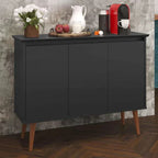 LULU coffee corner sideboard in black MDF, two-door cabinet, 90x35x85cm