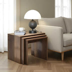 MDF nesting side tables set of 3, rectangular tops and open shelf design
