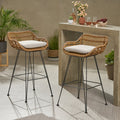 Set of 2 Brita Rattan Flat Bar Chairs