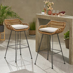 Set of 2 Brita Rattan Flat Bar Chairs