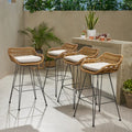 Set of 4 Brita Rattan Flat Bar Chairs