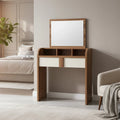 MDF dressing table with hinged mirror, three storage compartments and two white drawers