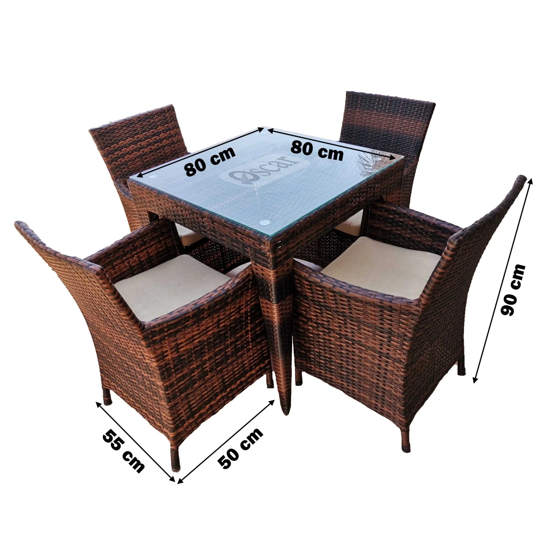 Studio rattan dining set for 4 persons