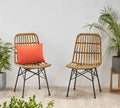 Brita set of 2 rattan bamboo chairs for restaurants and cafes in beige