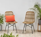 Brita set of 2 rattan bamboo chairs for restaurants and cafes in beige