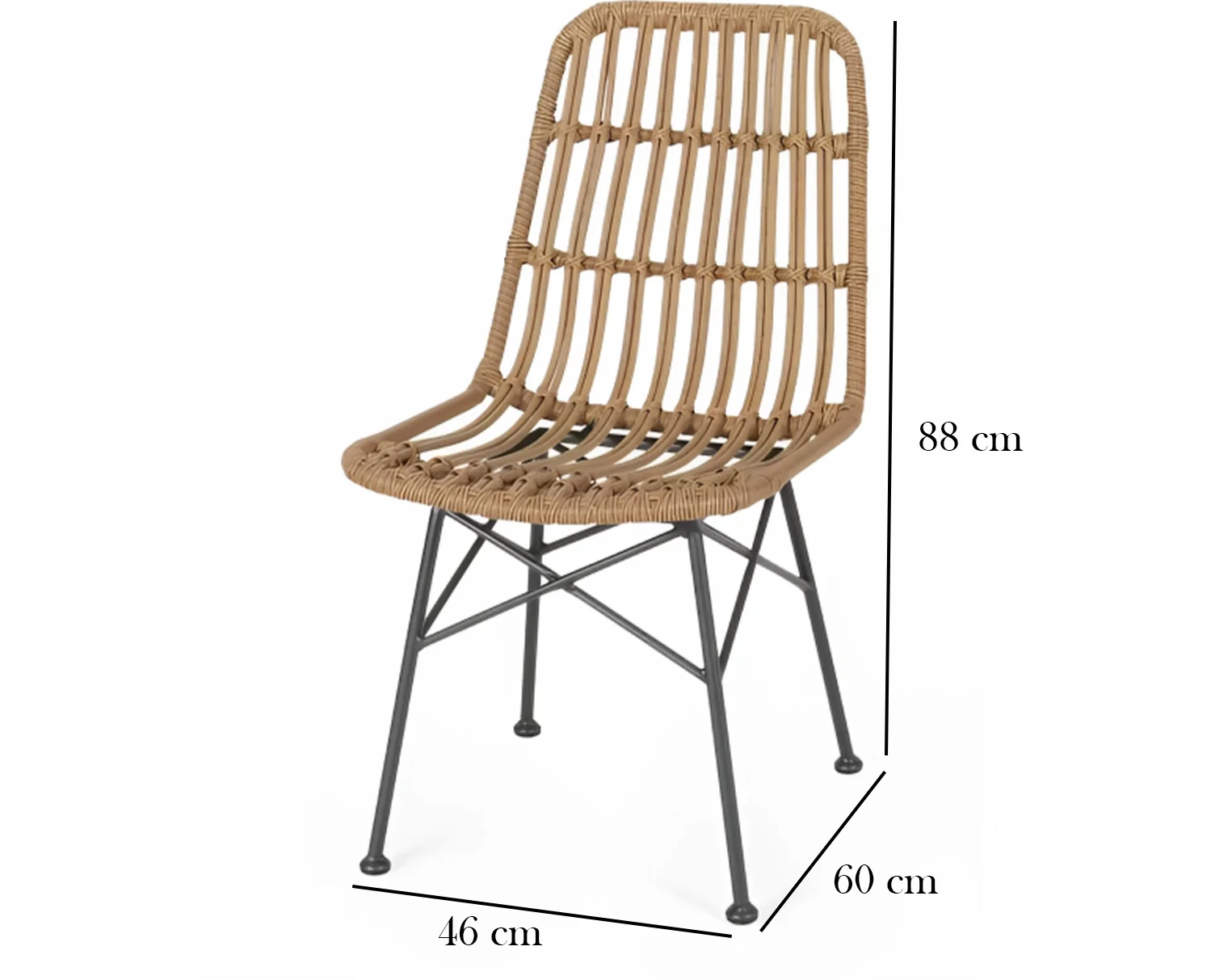 Brita set of 2 rattan bamboo chairs for restaurants and cafes in beige