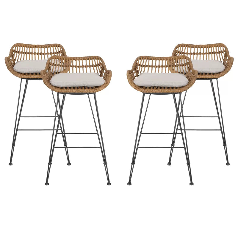 Set of 4 Brita Rattan Flat Bar Chairs
