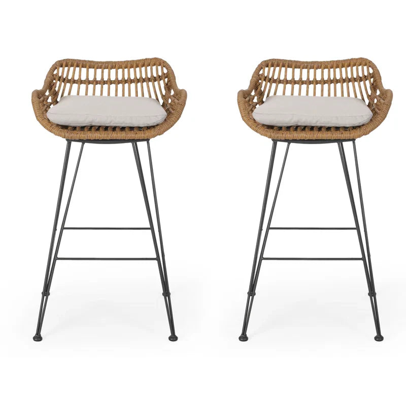 Set of 2 Brita Rattan Flat Bar Chairs