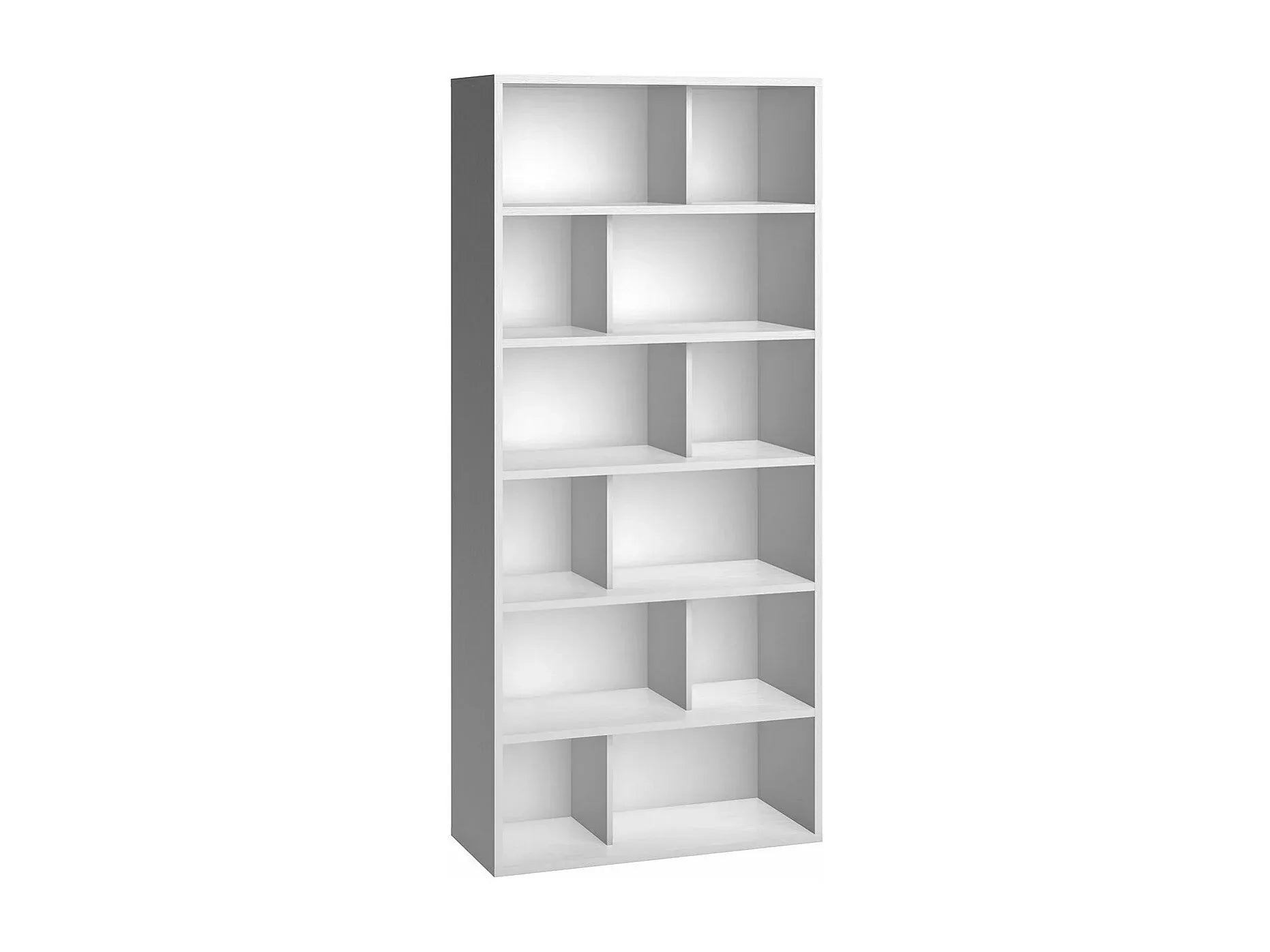 Open MDF bookcase with 5 rows of square shelves, gray, 90x30x200cm