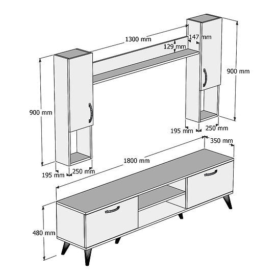 T32 TV Unit, MDF - 180x35x48cm