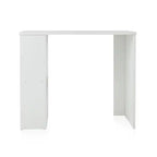 White MDF desk with rectangular tabletop and two open vertical side panels