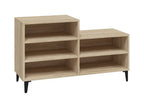 Freestanding MDF shoe rack with open shelves and black legs, 100x35x60 cm