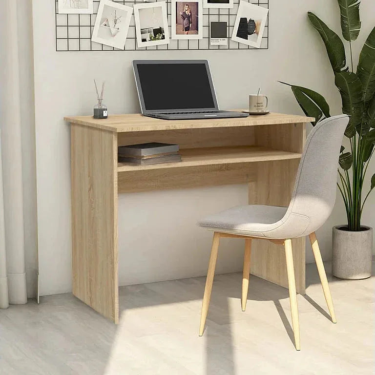 Light wood MDF desk with open shelf, 90x50x75cm