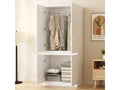 MARVIN dressing cabinet with open doors, hanging rail and shelves for clothes