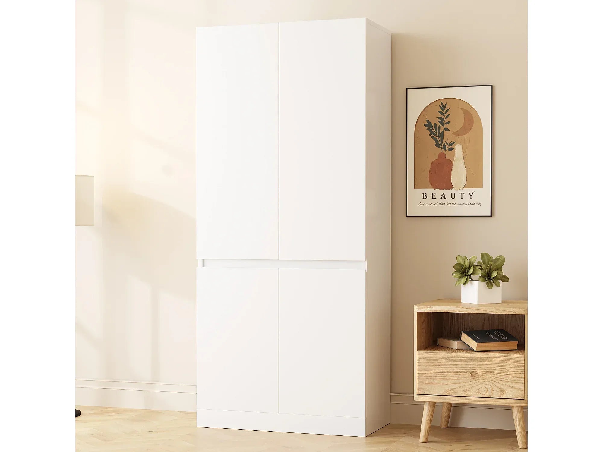 MARVIN MDF dressing cabinet, white with two-door upper and lower storage