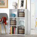 White MDF bookcase with open cubby shelves, 60x30x90cm