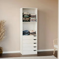 White MDF dressing cabinet with 2 shelves and 4 pull-out drawers, 60x45x180cm.