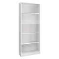 White MDF bookcase with open shelves and 5 compartments, 80x30x200cm
