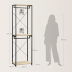 Clothes stand 60x40x213 cm: dark metal frame with MDF shelves, weight ratings shown