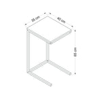 Dimensions for DAVIN side table: 35x40x65 cm, square top, black metal frame