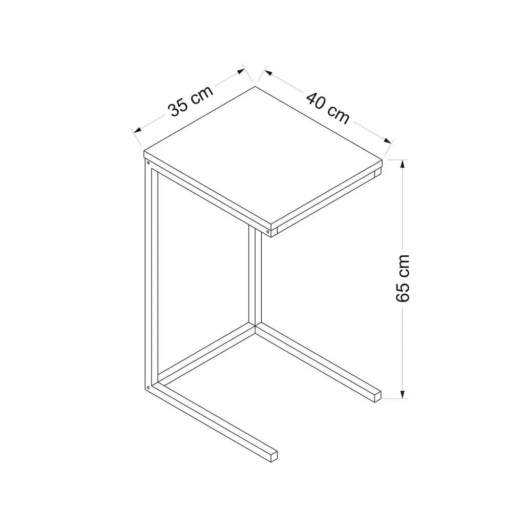 Dimensions for DAVIN side table: 35x40x65 cm, square top, black metal frame