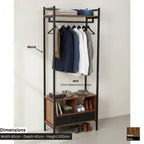 Clothes stand 80x40x200cm: metal frame, MDF shelves, hanging bar and shoe cubbies