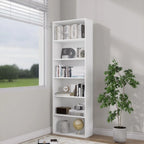 Tall white bookcase with open compartments for books and decor, 60x30x180cm