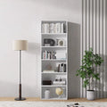 White MDF bookcase with open shelves for books and decor, tall narrow 60x30x180cm