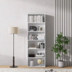 White MDF bookcase with open shelves for books and decor, tall narrow 60x30x180cm