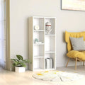 White modern MDF bookcase with open square shelves and tall cubby storage