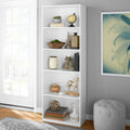 White modern bookcase with open shelves, 70x30x180cm MDF unit