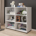 Modern MDF bookcase with 3x3 open shelves, white finish, 100x30x80cm