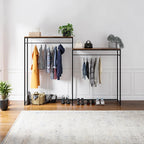 DAN clothes stand with metal frame, two top shelves, hanging rail for coats and shirts