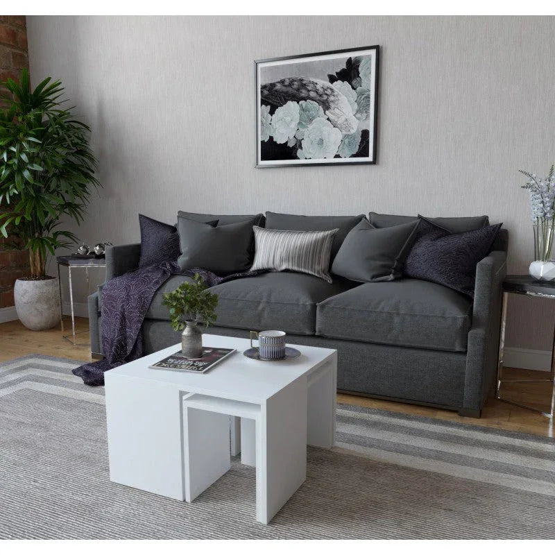 White square MDF coffee table with inner panel, 60x60x37cm