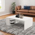 White MDF coffee table with lower shelf, 90x60x35.6cm