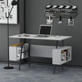 Metal-framed MDF desk with wide tabletop and two storage drawers, 120x60cm