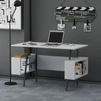 Metal-framed MDF desk with wide tabletop and two storage drawers, 120x60cm
