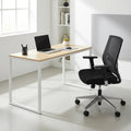 ZUSER desk with light wood top and white metal frame, spacious rectangular work surface