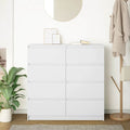 White MDF dresser with six drawer fronts and flat top surface