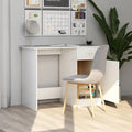 SIDNEY desk in white MDF with open storage panel and raised side panels
