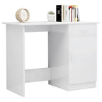 White SIDNEY MDF desk with center shelf opening and side cabinet doors