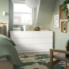 White MDF dresser unit with 6 drawers and flat cabinet top