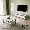 2-piece ICY table set: white TV media unit with drawers and matching coffee table