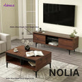NOLIA 2-piece table set: dark wood TV unit and matching coffee table with 4 legs