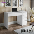 JENEMI white MDF desk with drawer and open shelf, 120x55x75cm