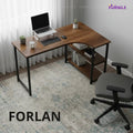 FORLAN MDF desk with built-in side shelf, 120x75x75 cm, dark legs.